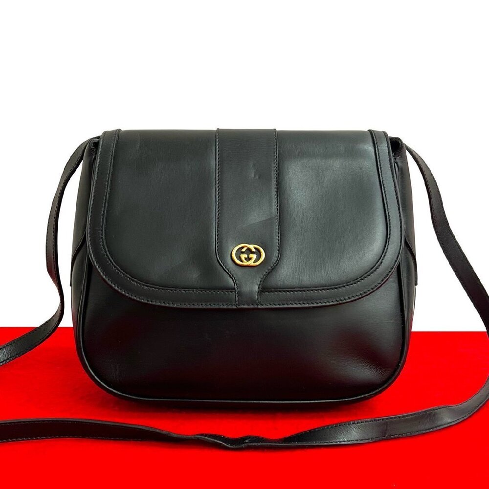GUCCI GG leather shoulder bag Clutch sacoche black